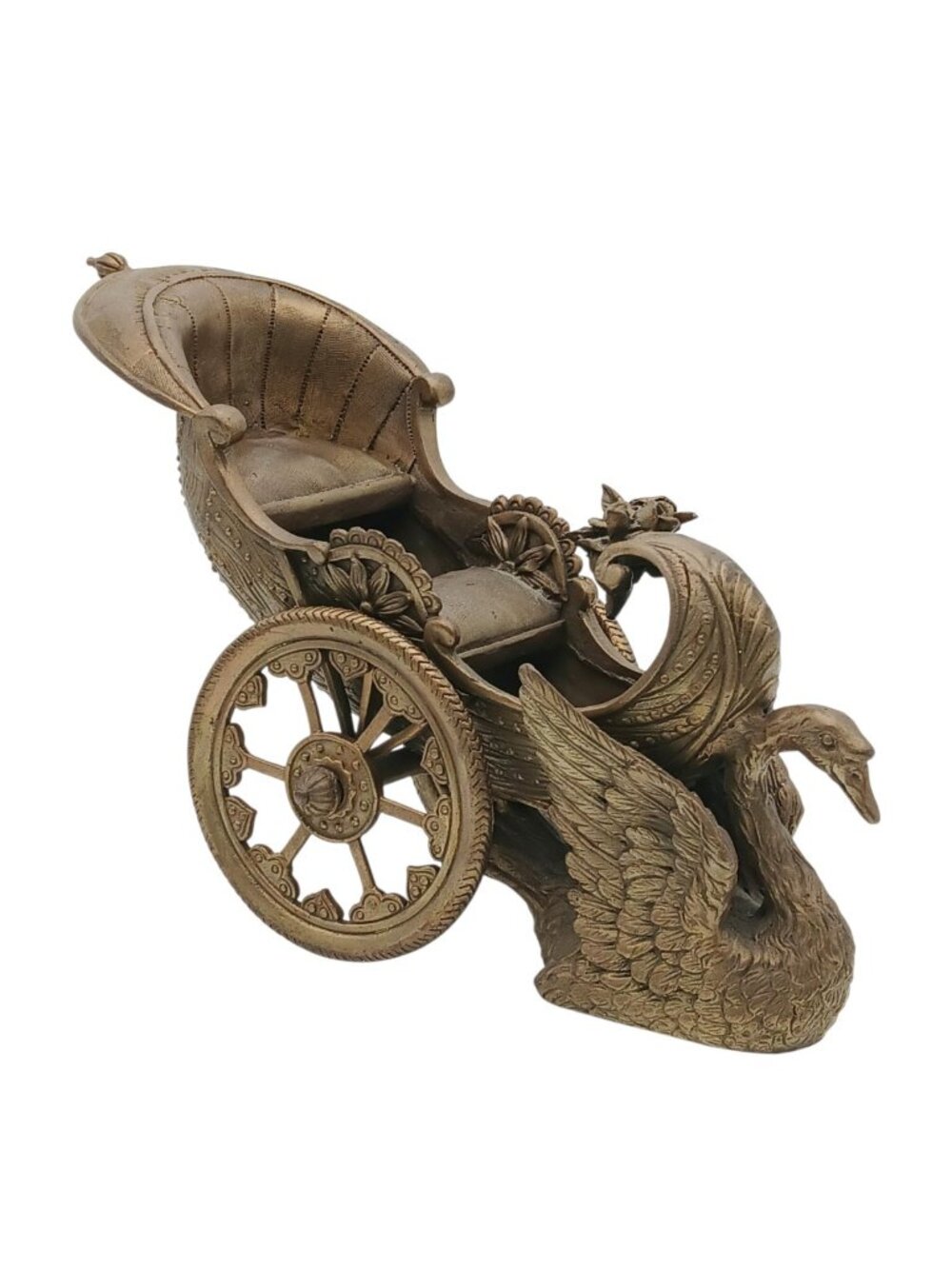 Vintage Brass Swan Chariot Carriage Planter Hollywood Regency 13" Heavy